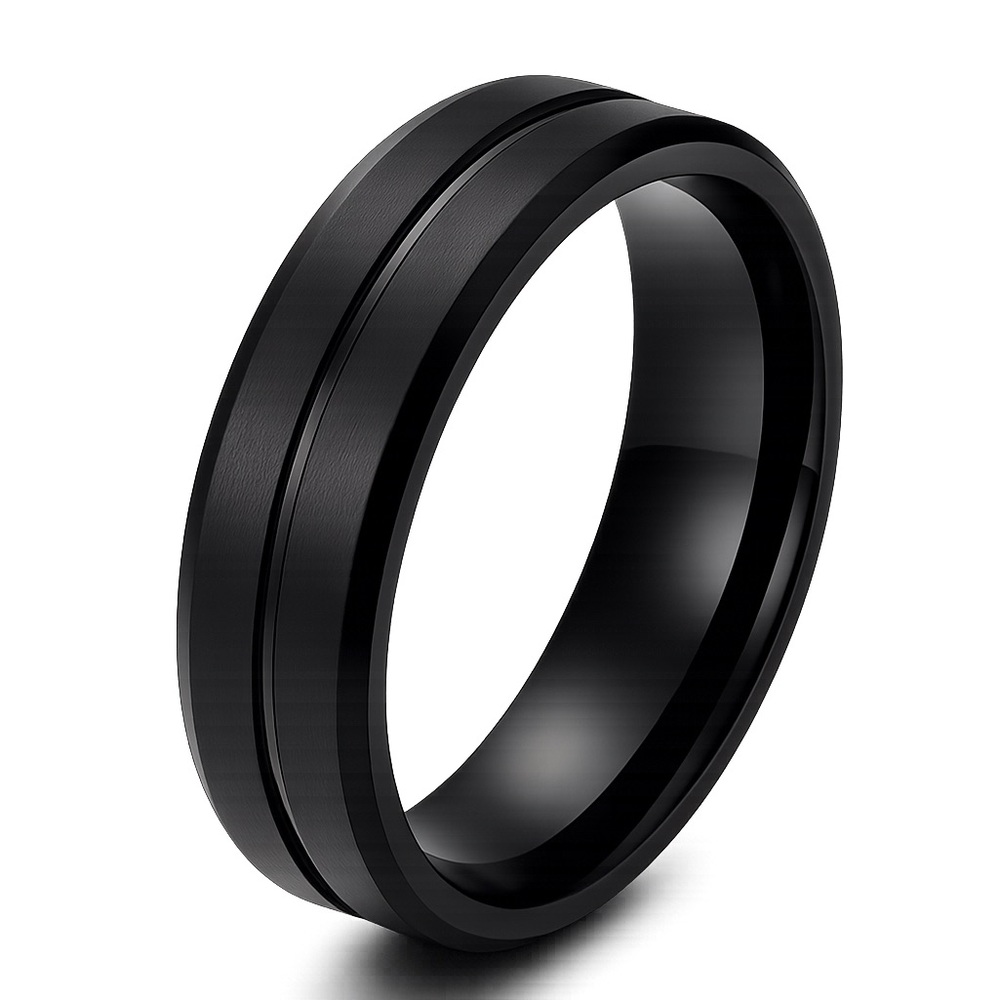 Men’s Tungsten Black Band Ring, wedding band